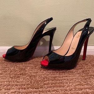 Christian Louboutin NoPrive blackpatent sling 36.5